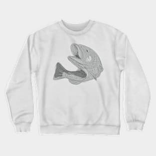 Cutthroat Trout Jumping Drawing Crewneck Sweatshirt